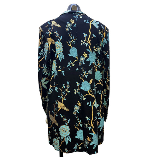 Soft Surroundings Black Floral Bird Print Long Blazer Jacket 1X