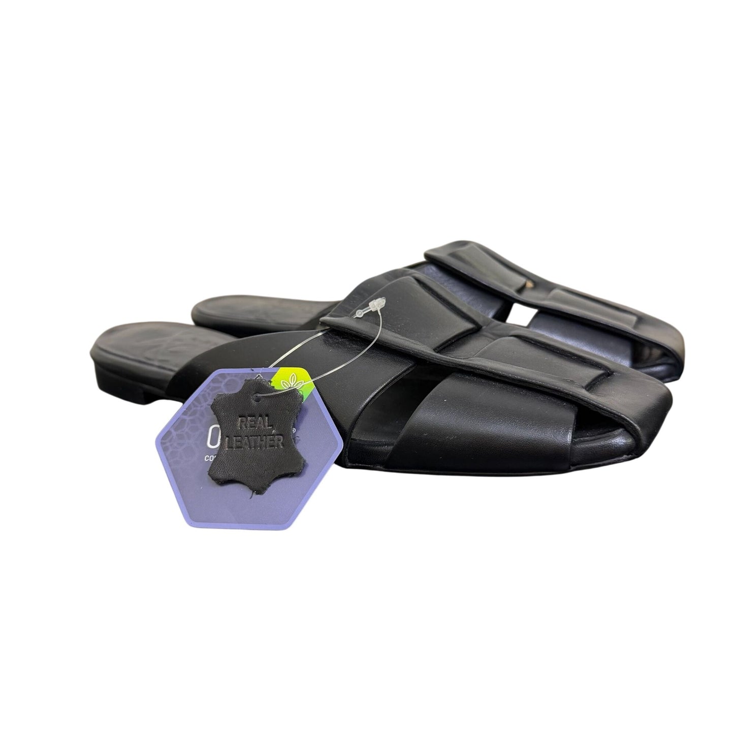 NWT Anthony Veer Black Leather Ortholite Slide Sandals US 8.5
