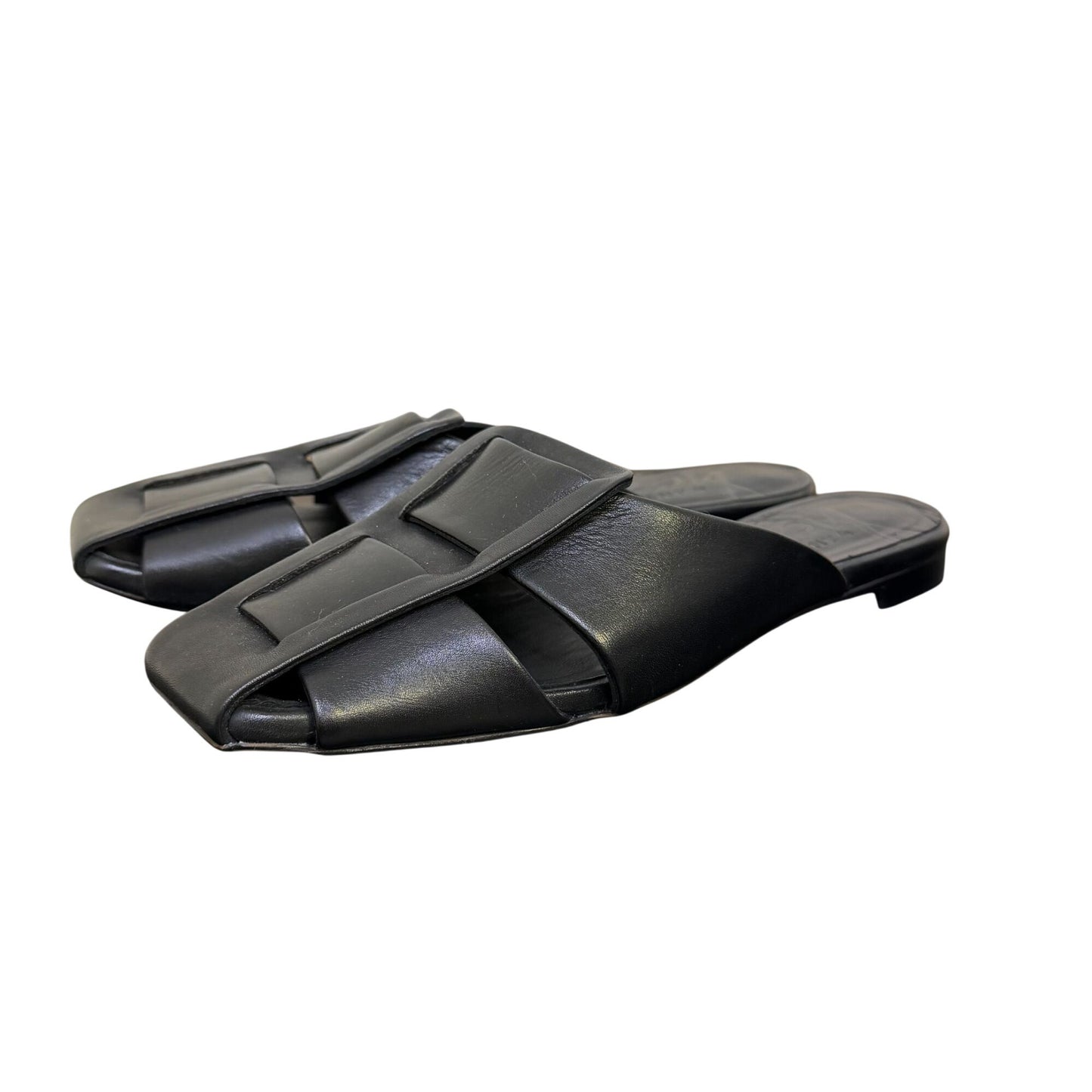NWT Anthony Veer Black Leather Ortholite Slide Sandals US 8.5