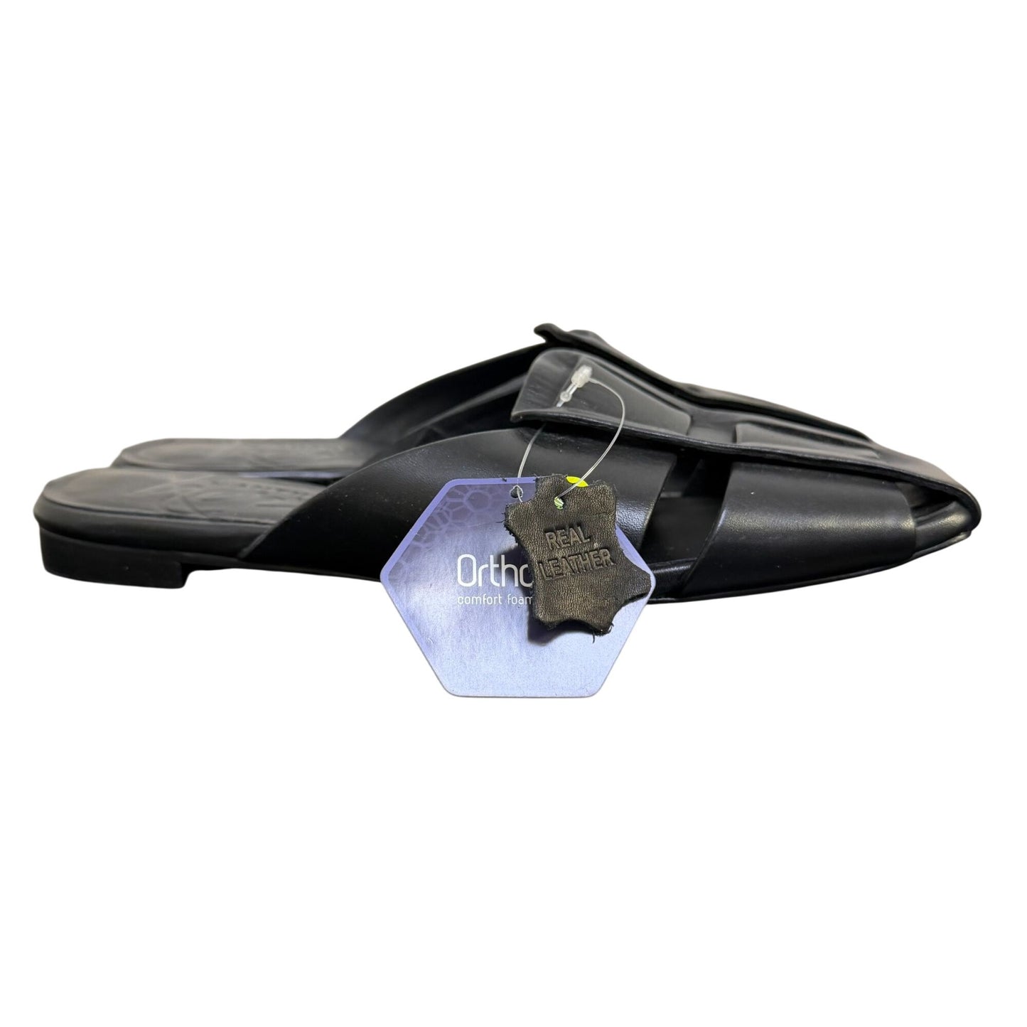 NWT Anthony Veer Black Leather Ortholite Slide Sandals US 8.5