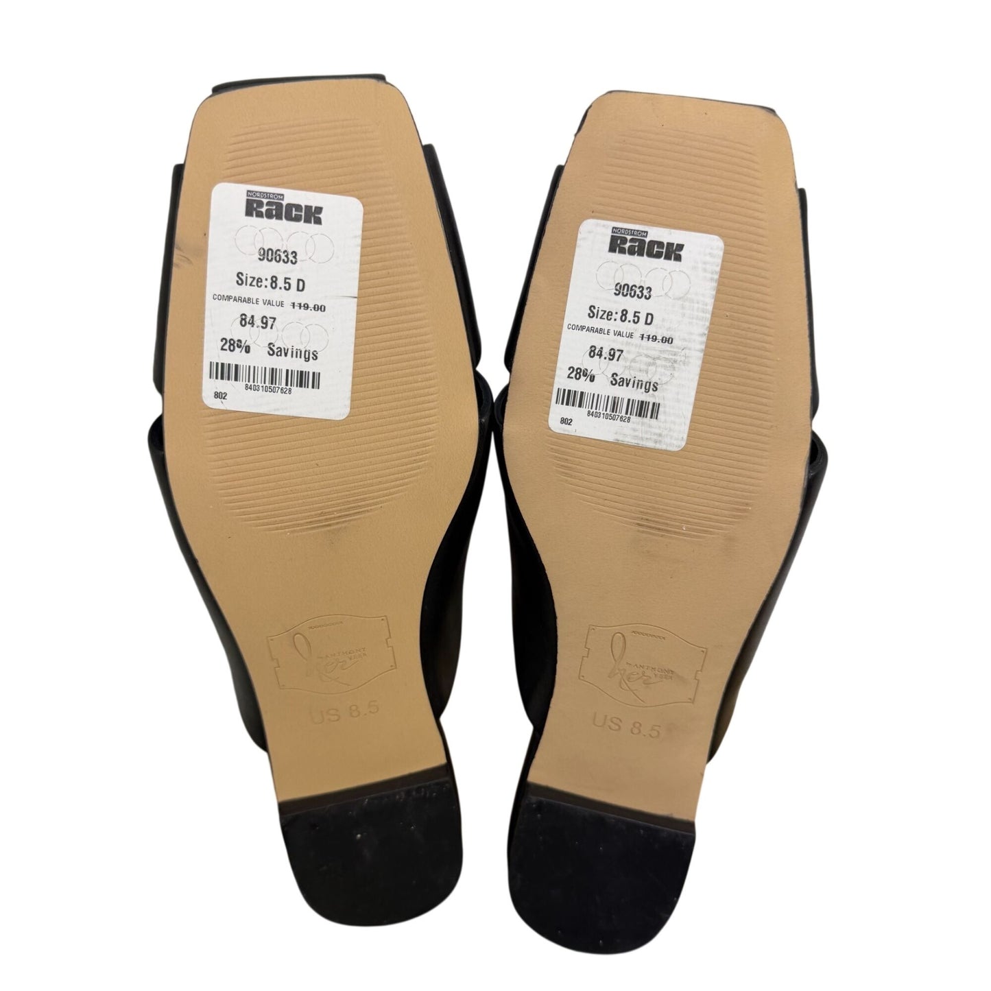 NWT Anthony Veer Black Leather Ortholite Slide Sandals US 8.5