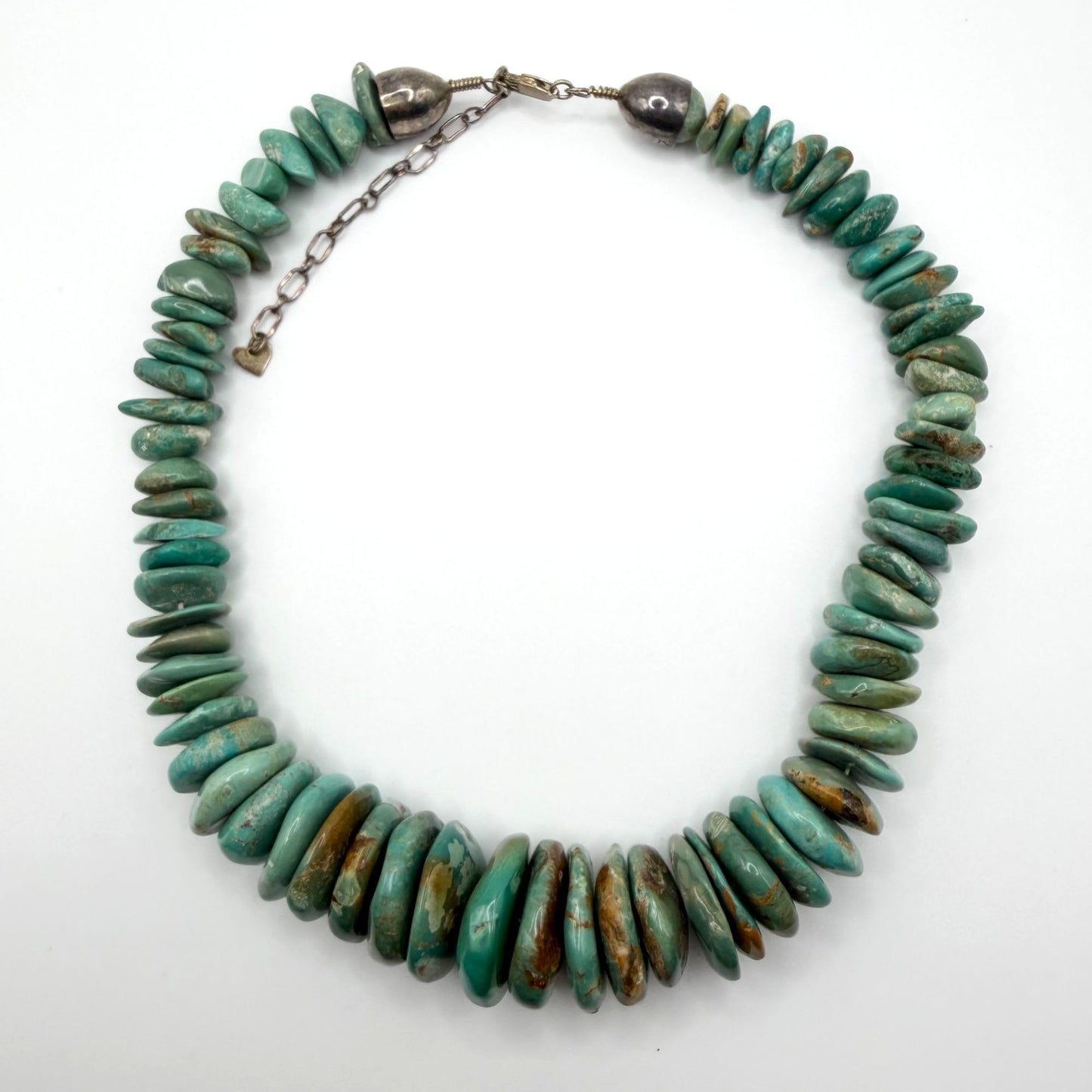 Vintage DTR Turquoise 925 Sterling Silver Necklace With Chunky Beads