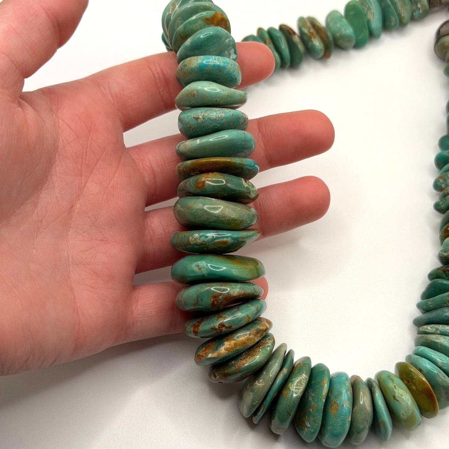 Vintage DTR Turquoise 925 Sterling Silver Necklace With Chunky Beads