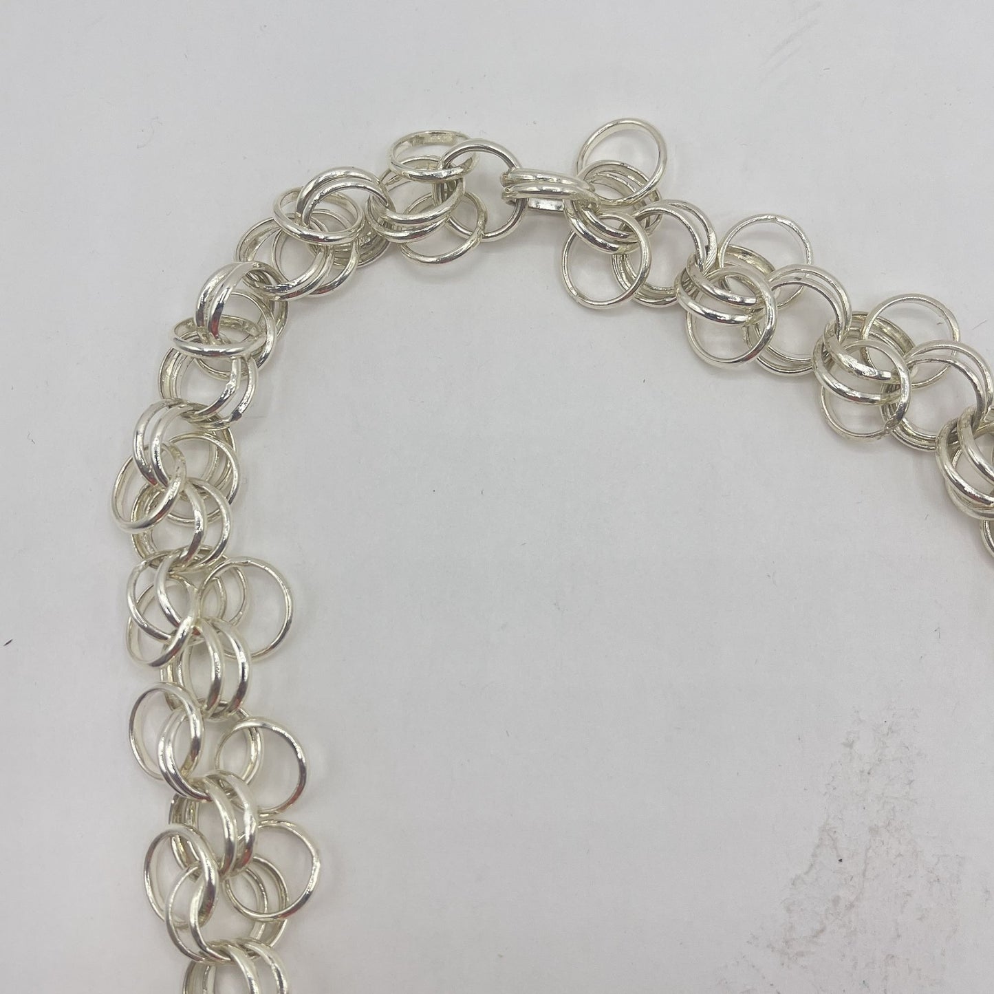 925 Sterling Silver Zig Zag Chainmaille Chain Ladies Necklace