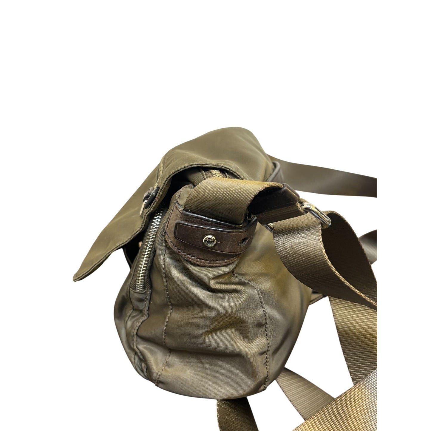 Tumi Khaki Nylon Leather Crossbody Bag
