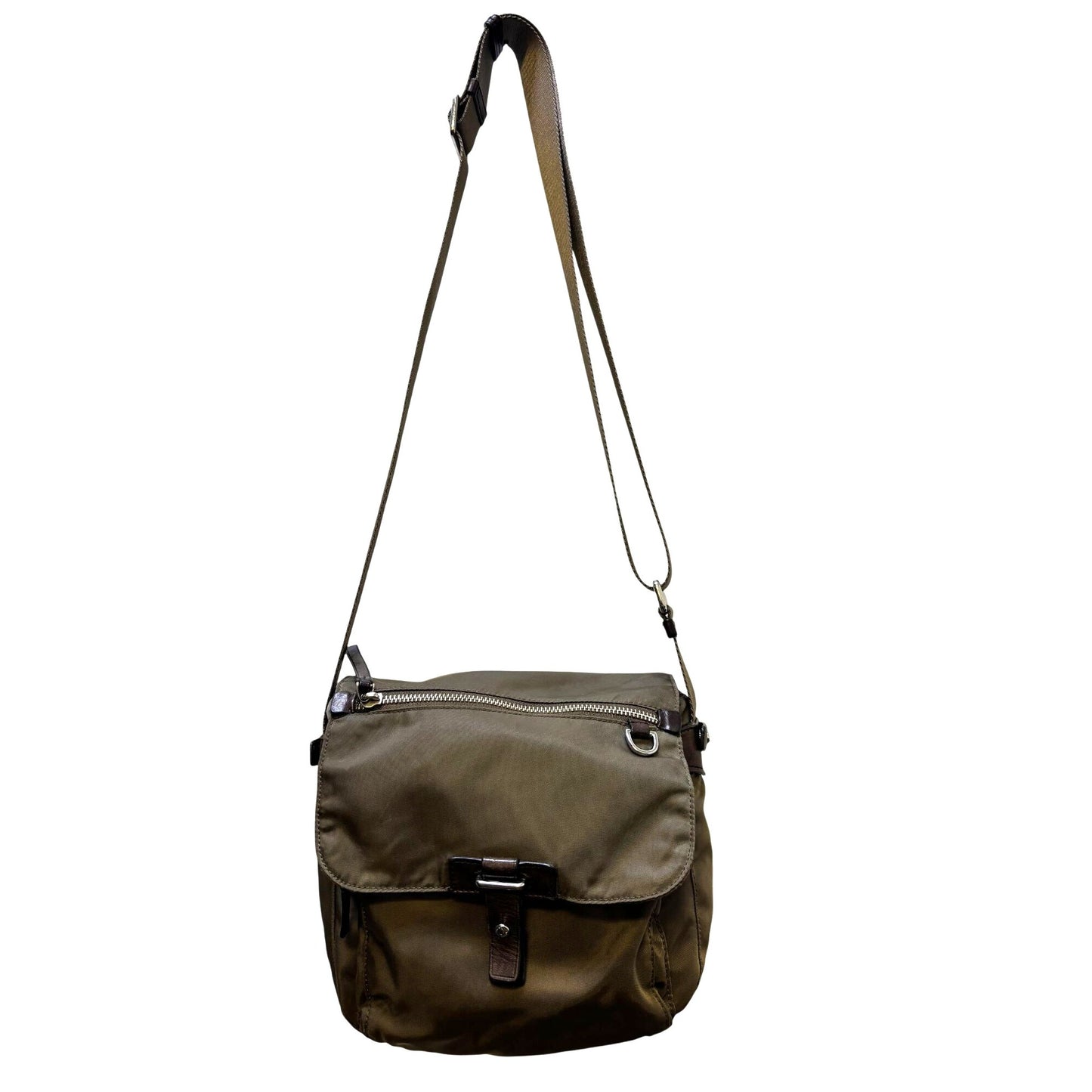 Tumi Khaki Nylon Leather Crossbody Bag