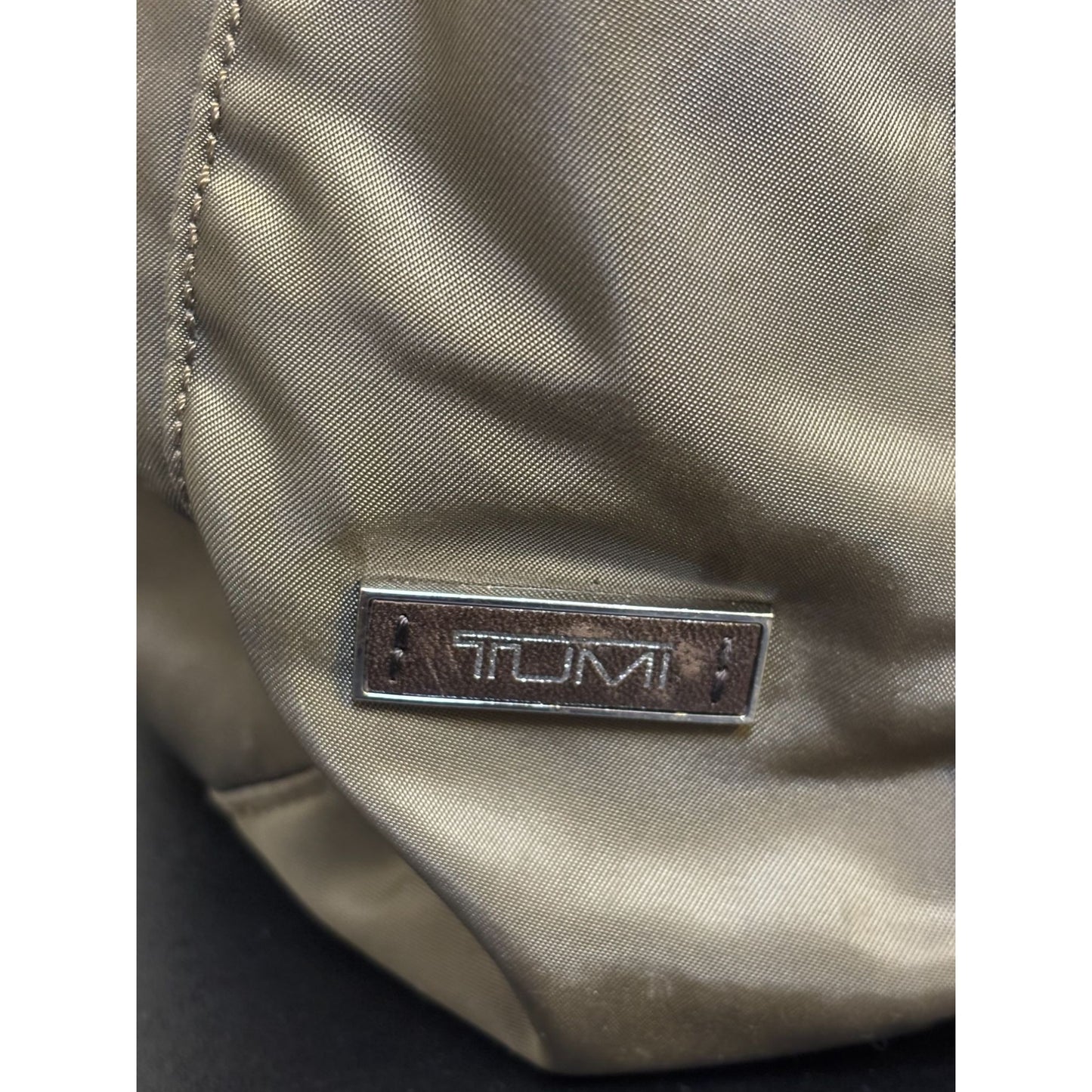 Tumi Khaki Nylon Leather Crossbody Bag