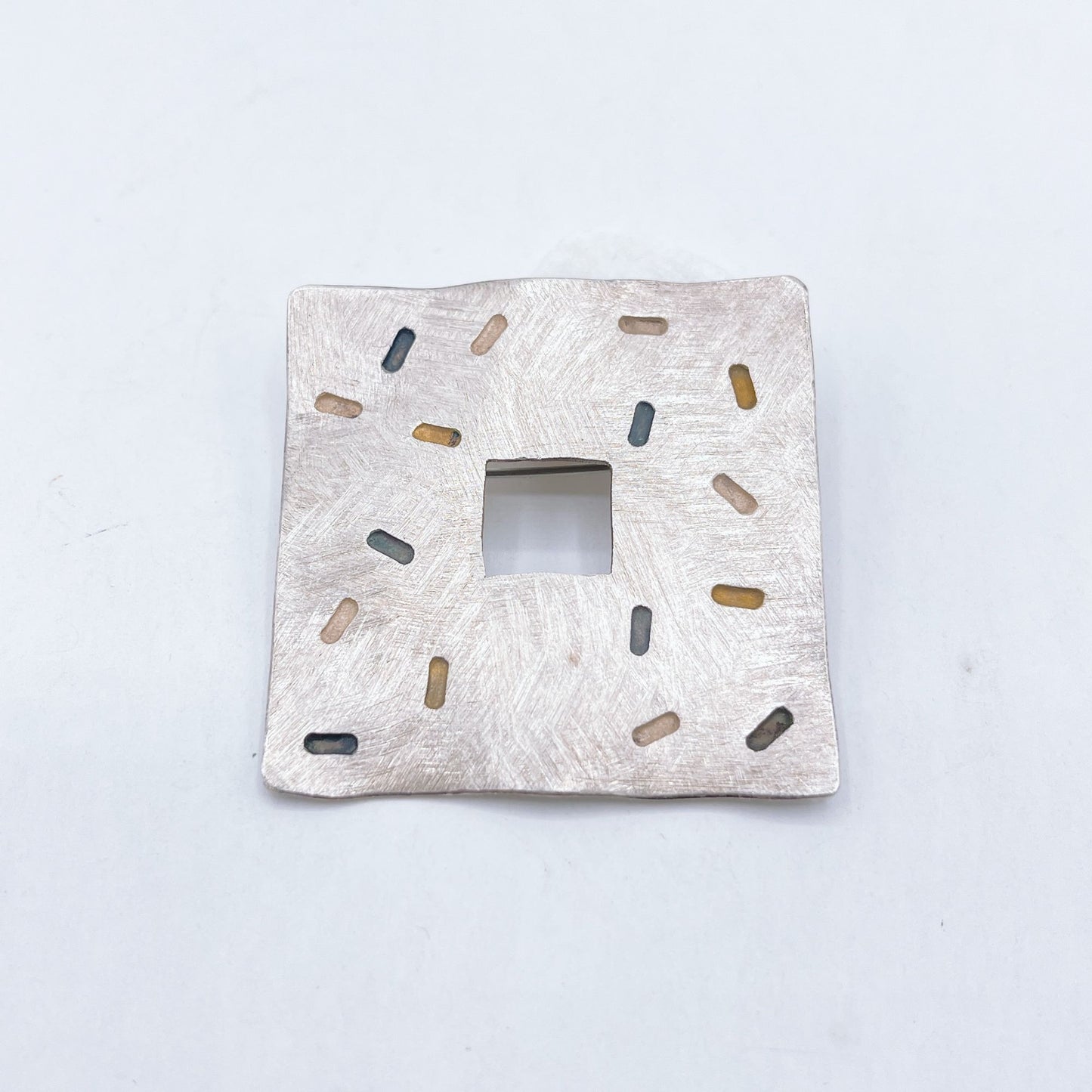 Jan Suchodolski 925 Sterling Modernist Brutalist Square Pin