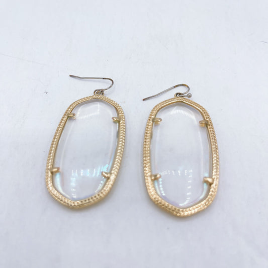 Kendra Scott Gold Clear Stone Oval Shape Stud Dangle Earrings Large