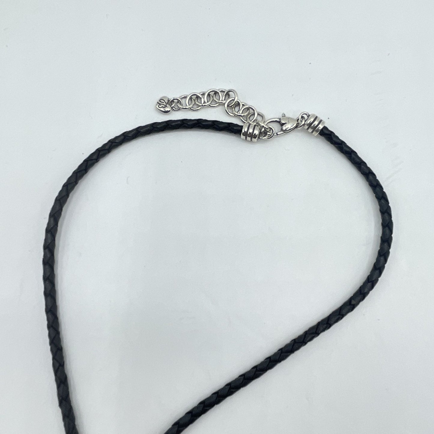 Brighton Black Braided Leather Necklace With Silver Celtic Knot Pendant & Adjustable Clasp