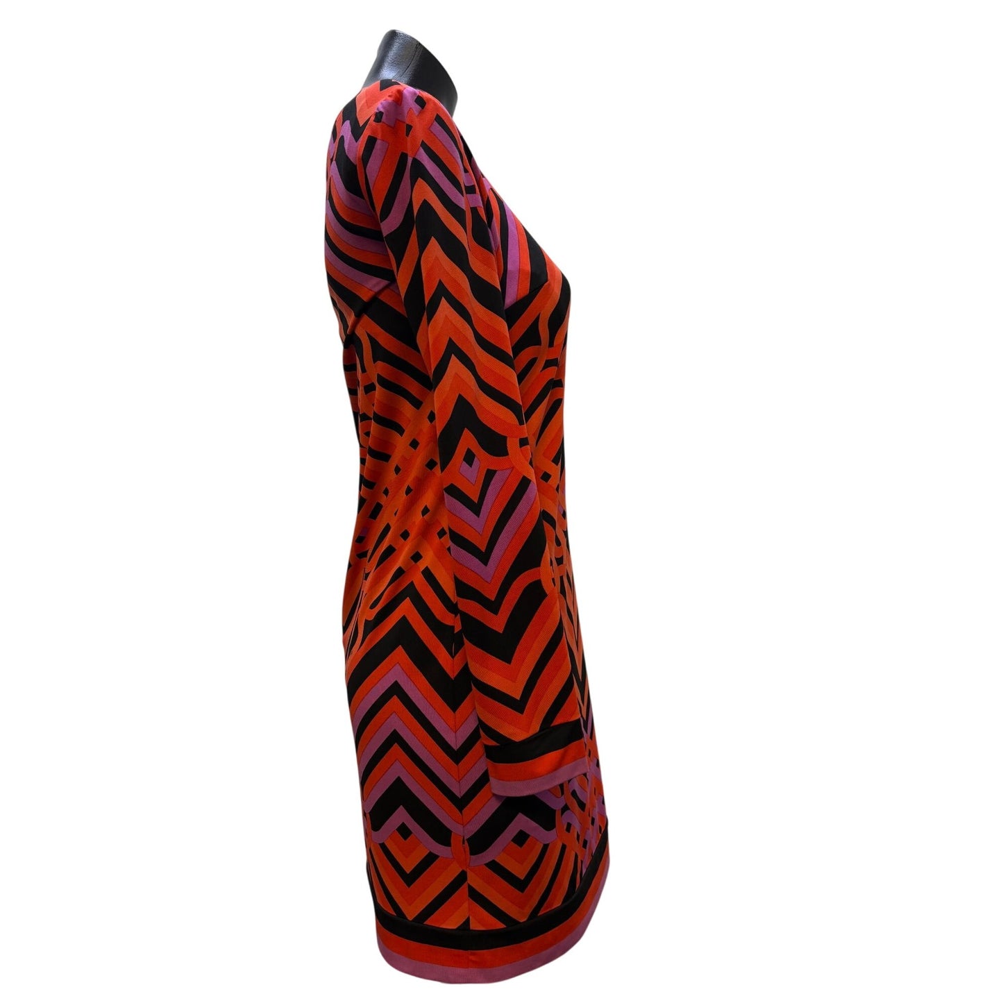 Trina Turk Geometric Print Long Sleeve Dress Red & Black Size 0