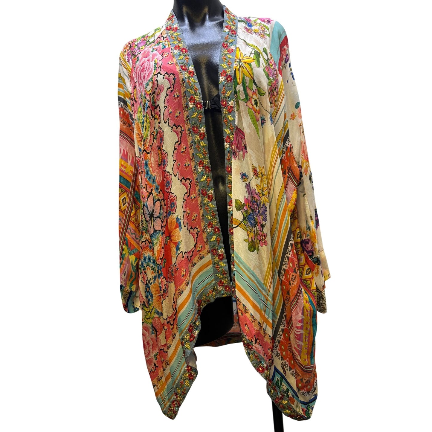 Johnny Was Multicolor Kimono/Cardi Floral Boho Design S