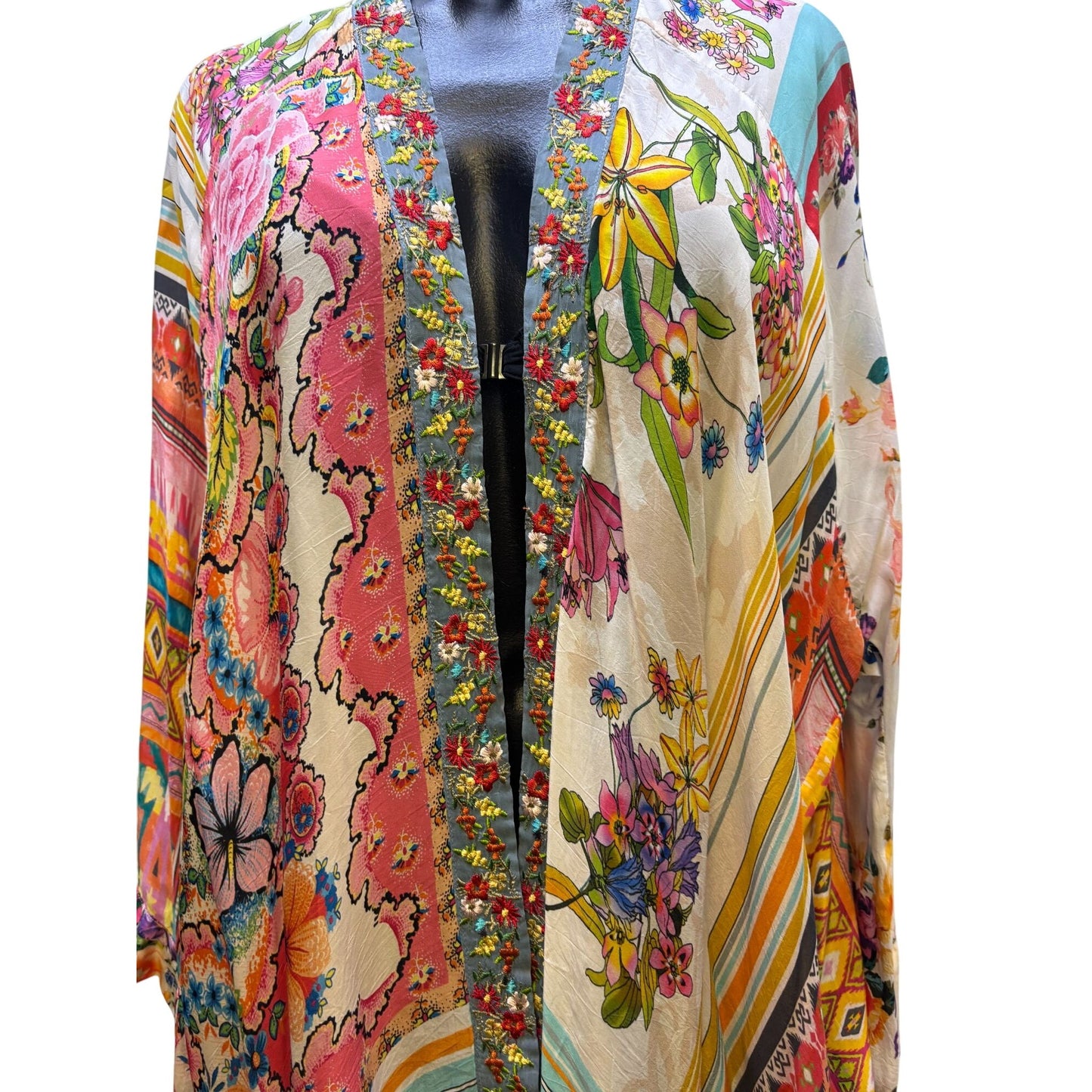 Johnny Was Multicolor Kimono/Cardi Floral Boho Design S