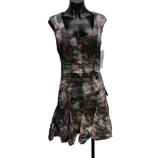 NWT Nicole Miller Green & Pink Print Open Back Sleeveless Dress Size 10