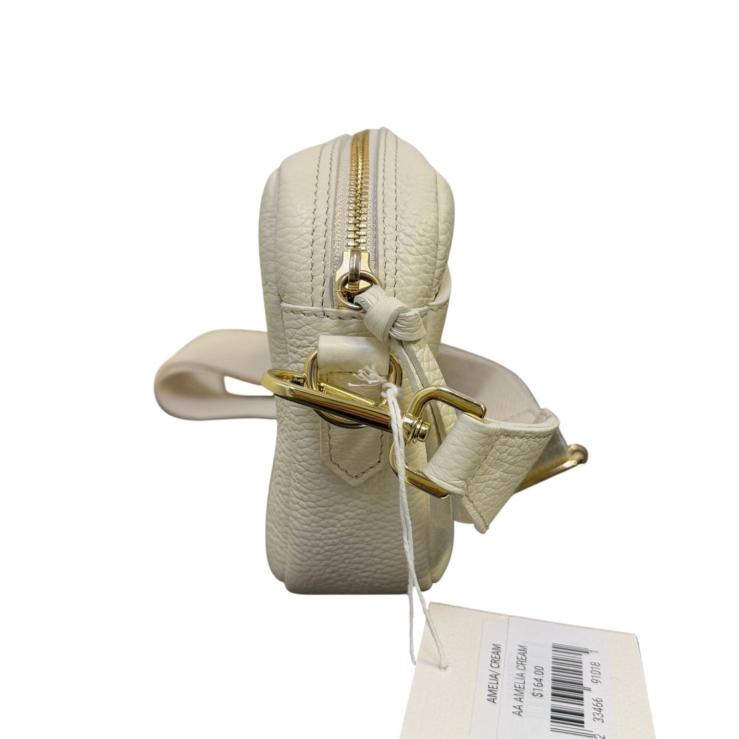 NWT Andre Assous Amelia Cream Leather Crossbody Bag With Adjustable Strap
