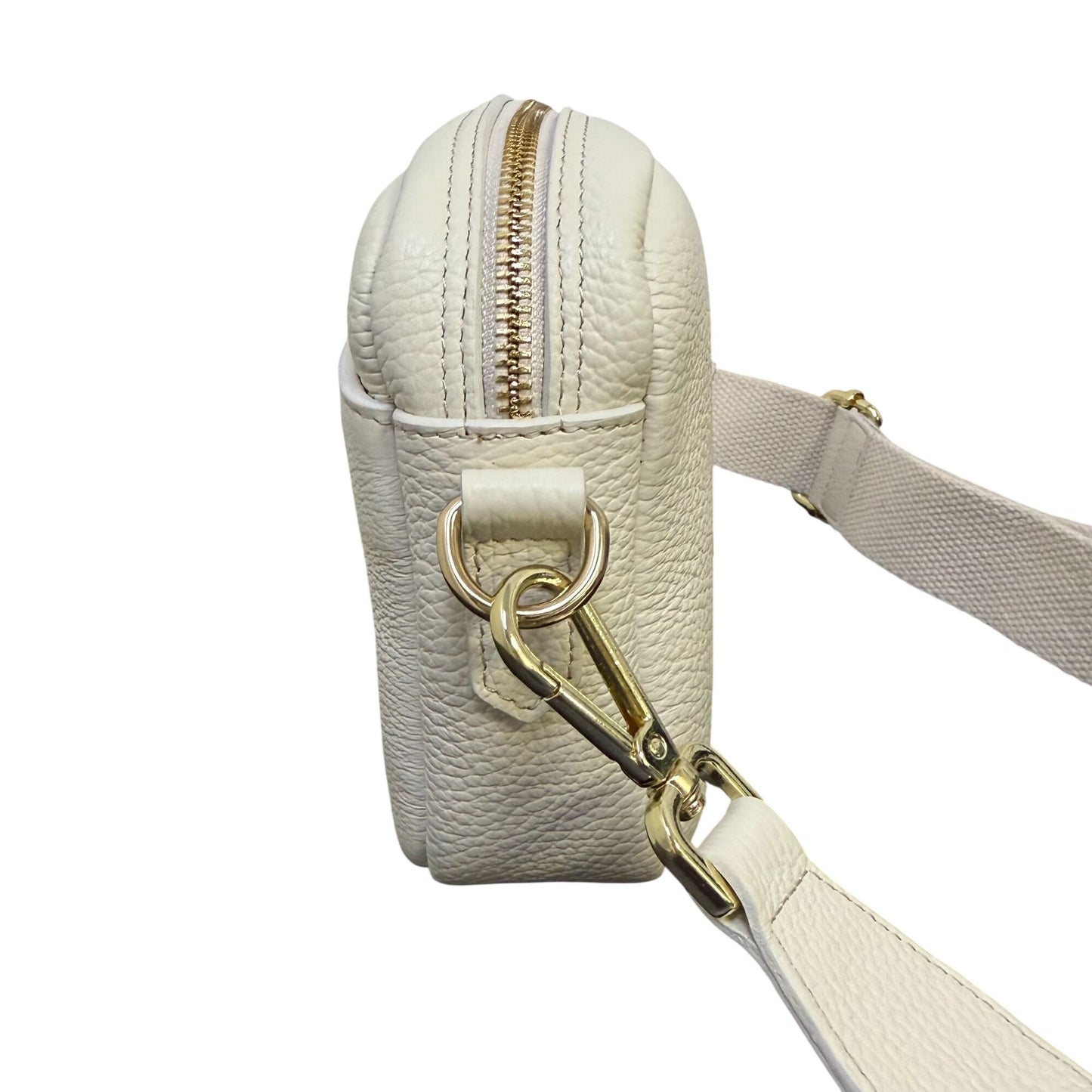 NWT Andre Assous Amelia Cream Leather Crossbody Bag With Adjustable Strap