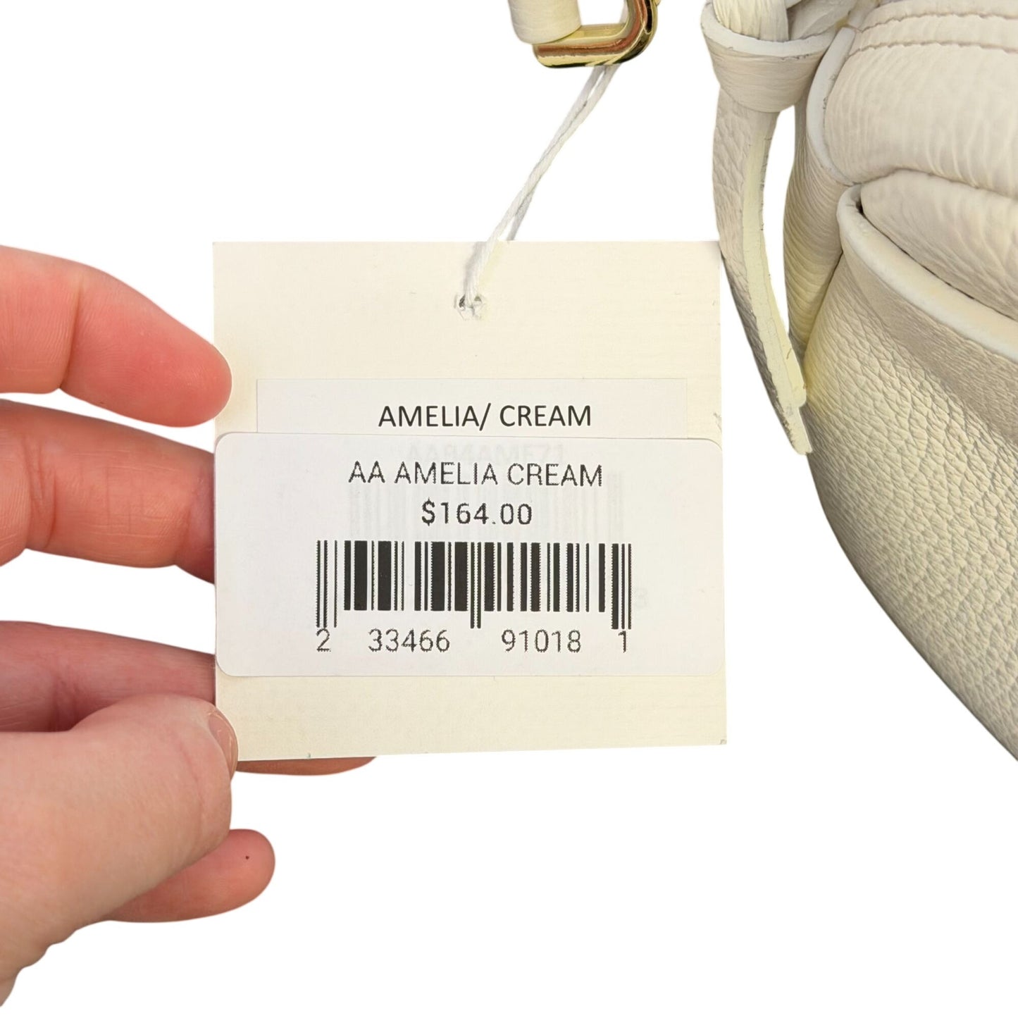 NWT Andre Assous Amelia Cream Leather Crossbody Bag With Adjustable Strap