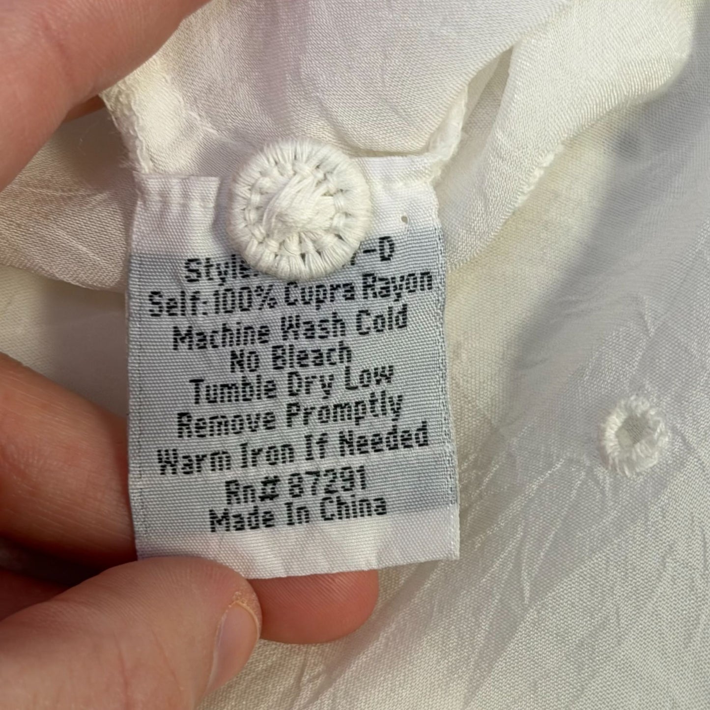 Johnny Was White Embroidered Blouse Multicolor Long Sleeves XS