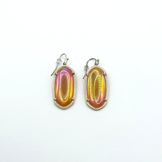 Kendra Scott Orange Iridescent Drop Earrings Gold-Tone