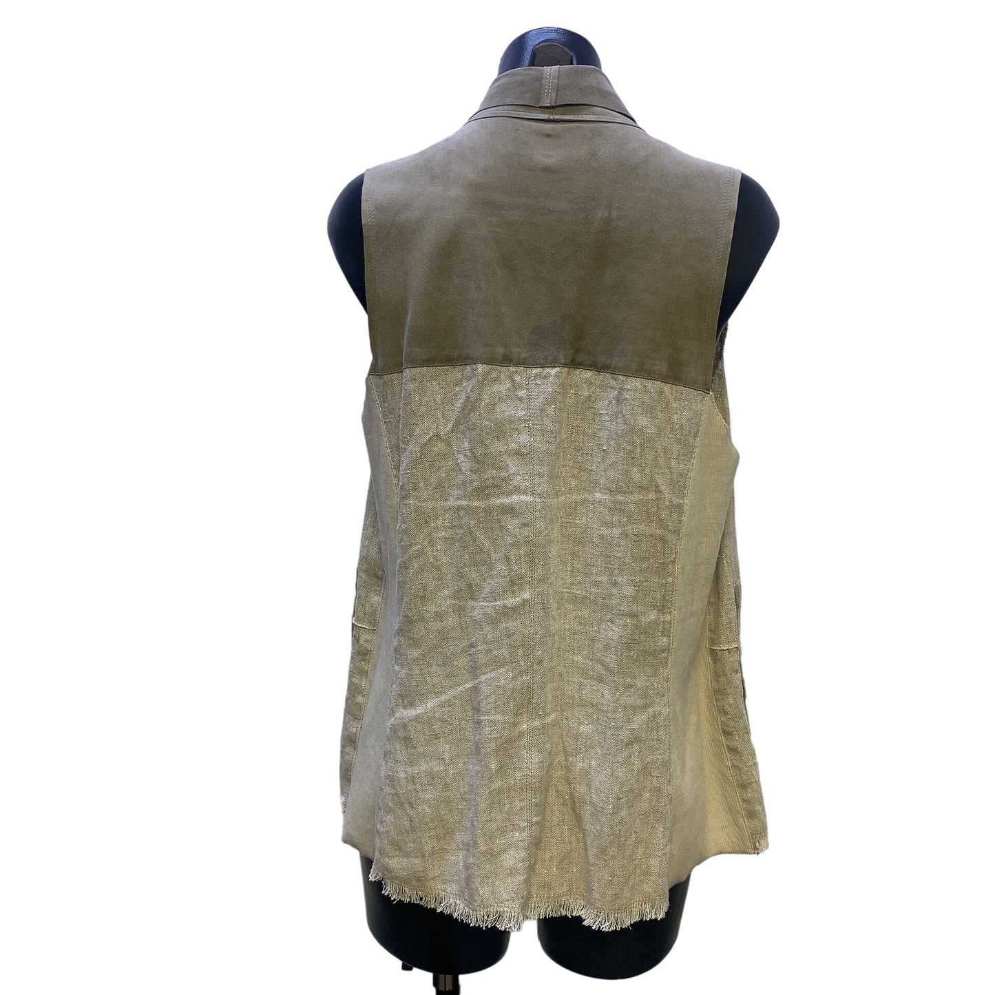 Jakett New York Beige/Taupe Linen & Suede Sleeveless Vest Size Medium