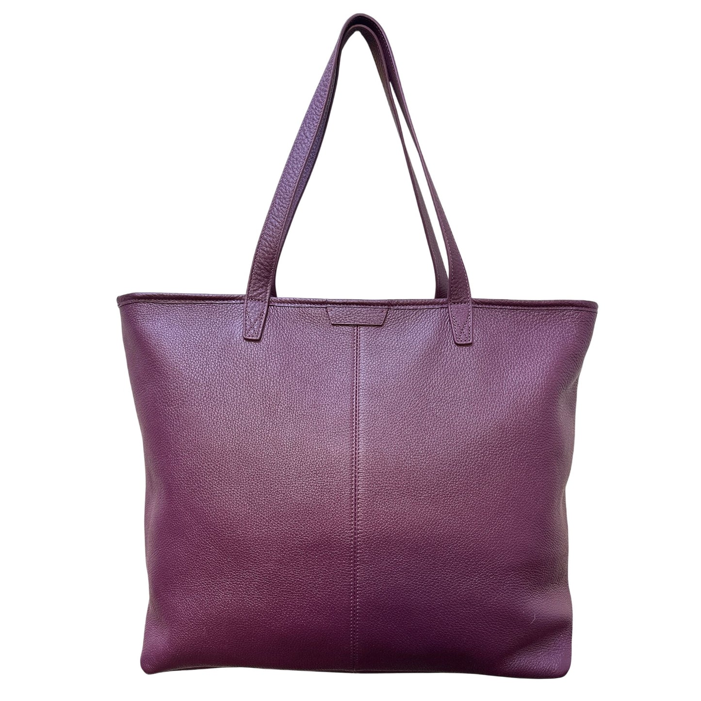 leatherology Deep Plum Leather Tote Bag w/Dual Handles and coin purse