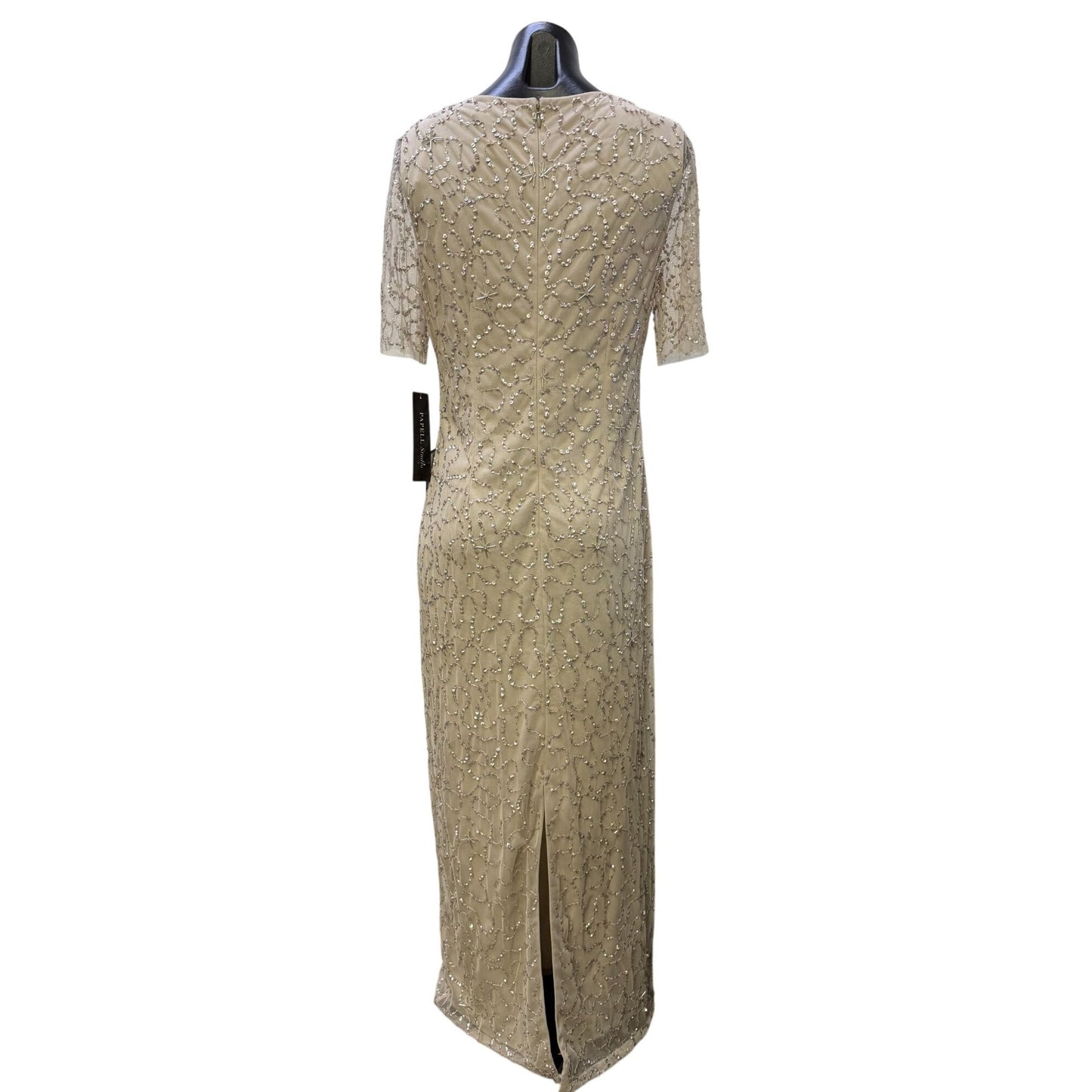 NWT Adrianna Papell Beaded Long Dress With Sleeves Cream Size 8