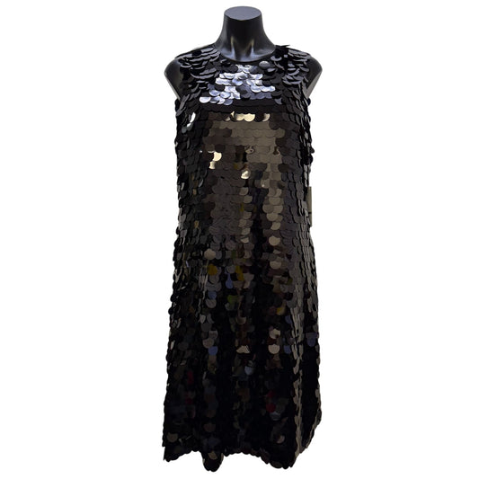 NWT Chico's Black Sleeveless Midi Dress With Large Sequins Size 1.5