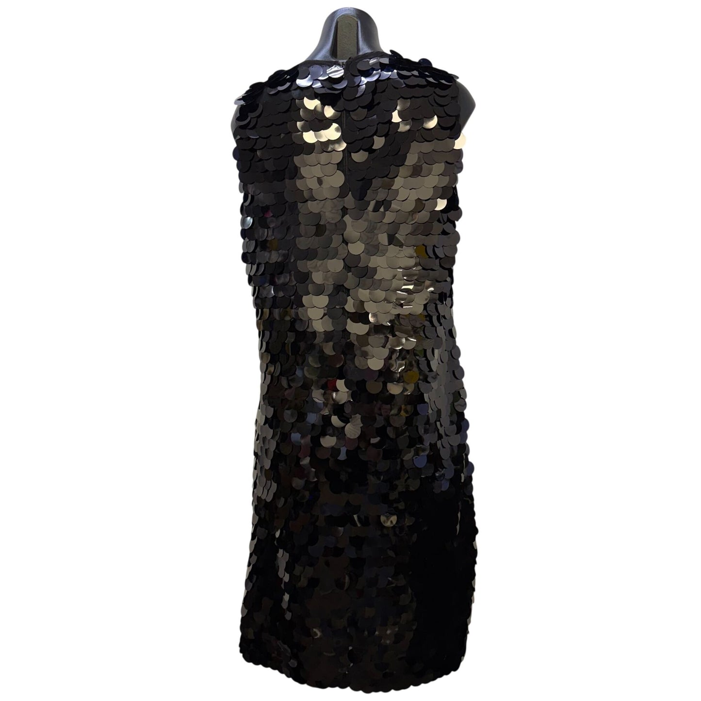NWT Chico's Black Sleeveless Midi Dress With Large Sequins Size 1.5