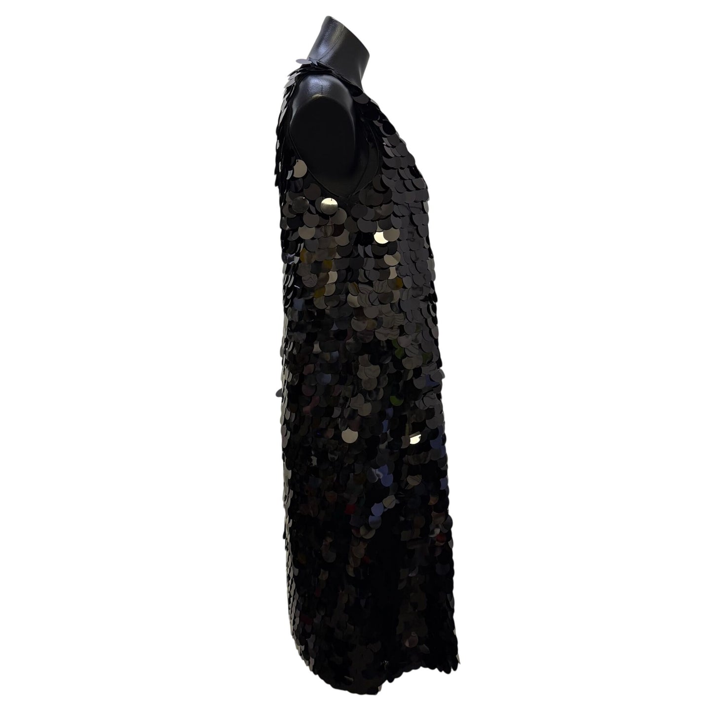 NWT Chico's Black Sleeveless Midi Dress With Large Sequins Size 1.5