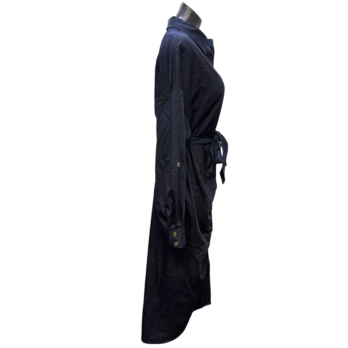 NWT Antonio Melani Navy Button-Down Midi Shirt Dress With Tie Waist 6