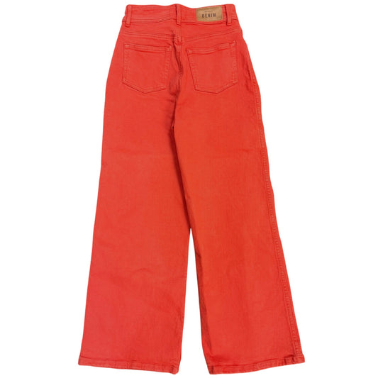 Sézane Red Wide-Leg Denim Jeans High-Waisted Cotton Blend Size S