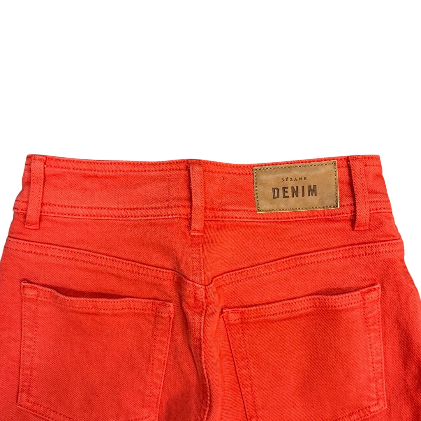 Sézane Red Wide-Leg Denim Jeans High-Waisted Cotton Blend Size S