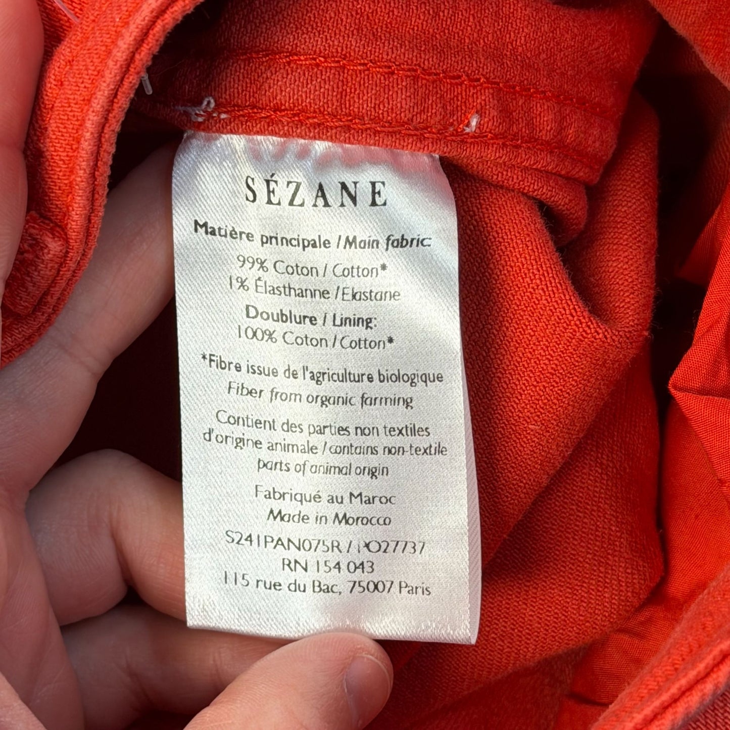 Sézane Red Wide-Leg Denim Jeans High-Waisted Cotton Blend Size S