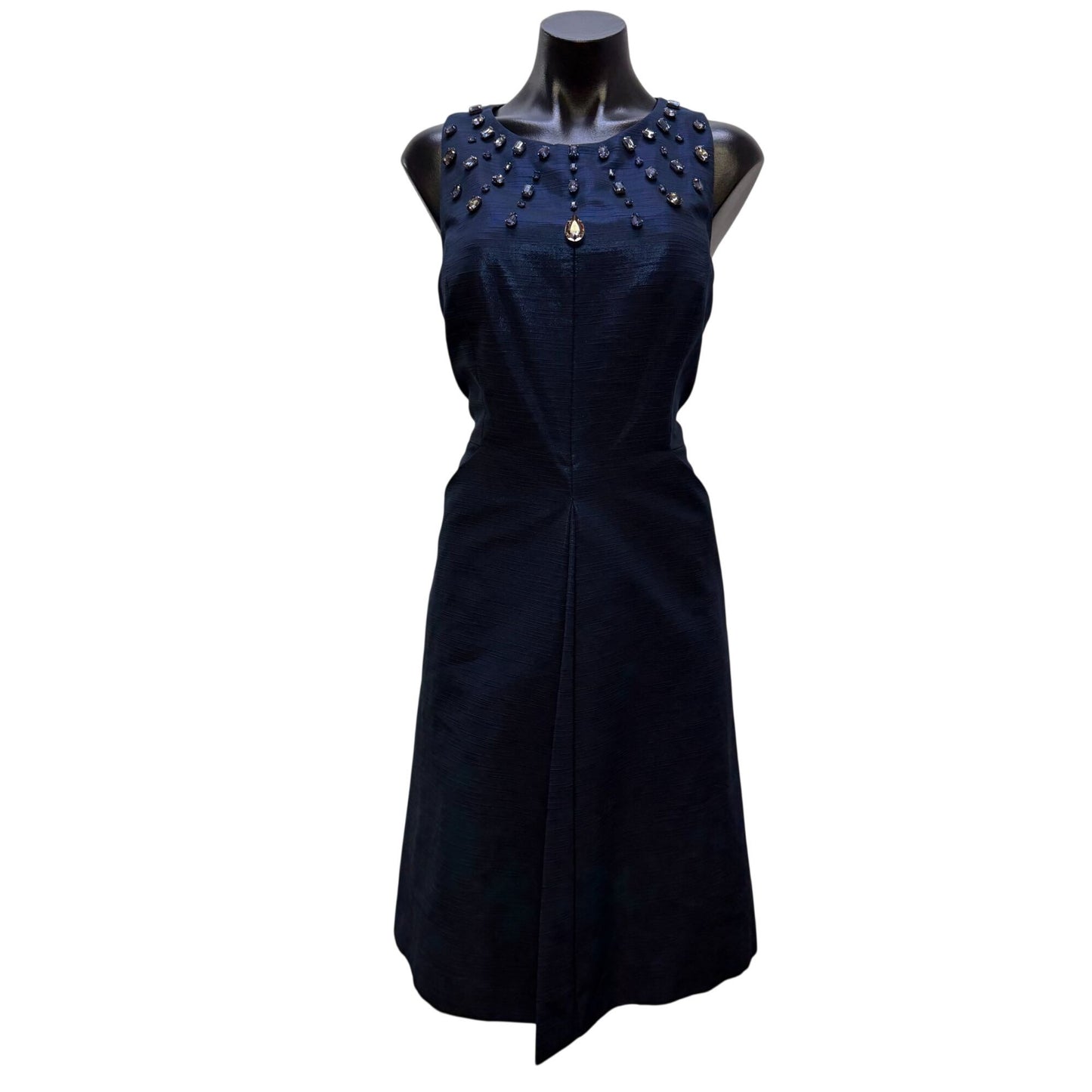 Kay Unger Navy Embellished Sleeveless Dress Size 12