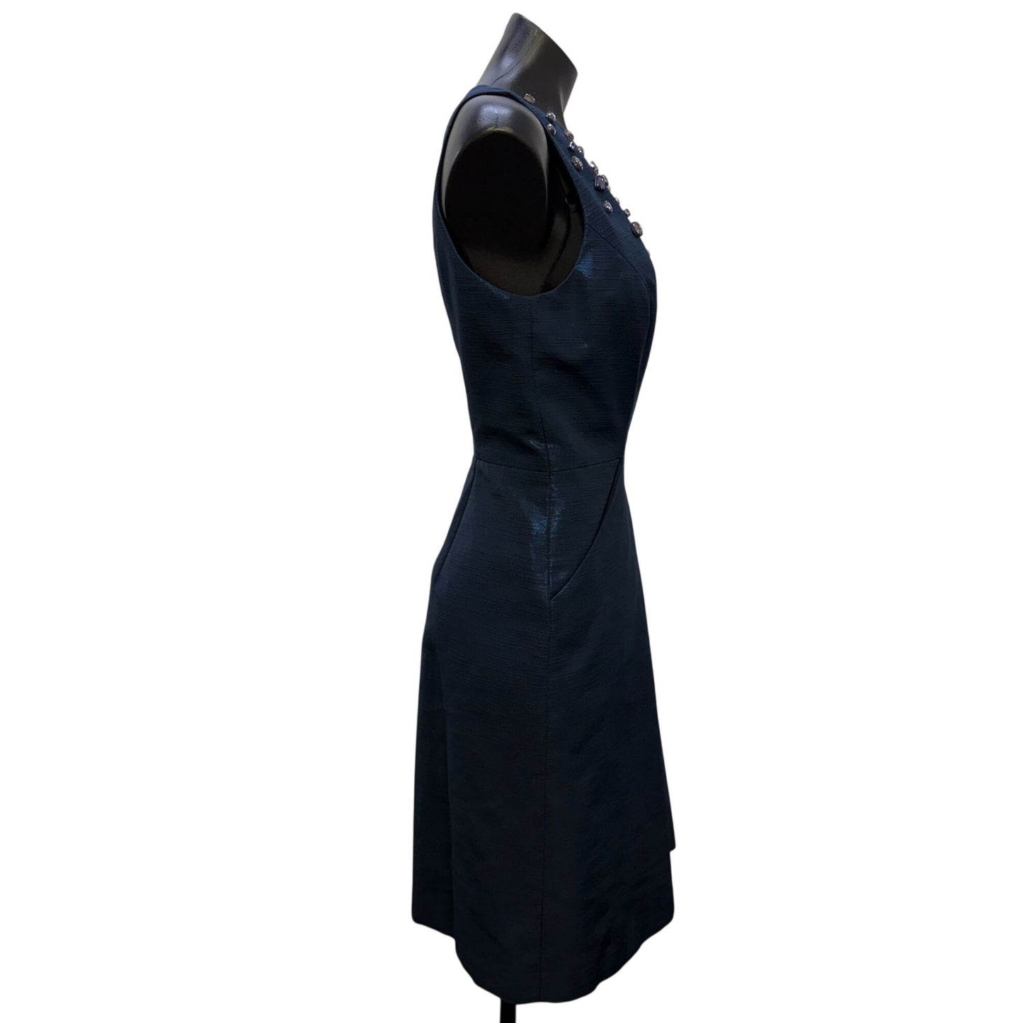 Kay Unger Navy Embellished Sleeveless Dress Size 12