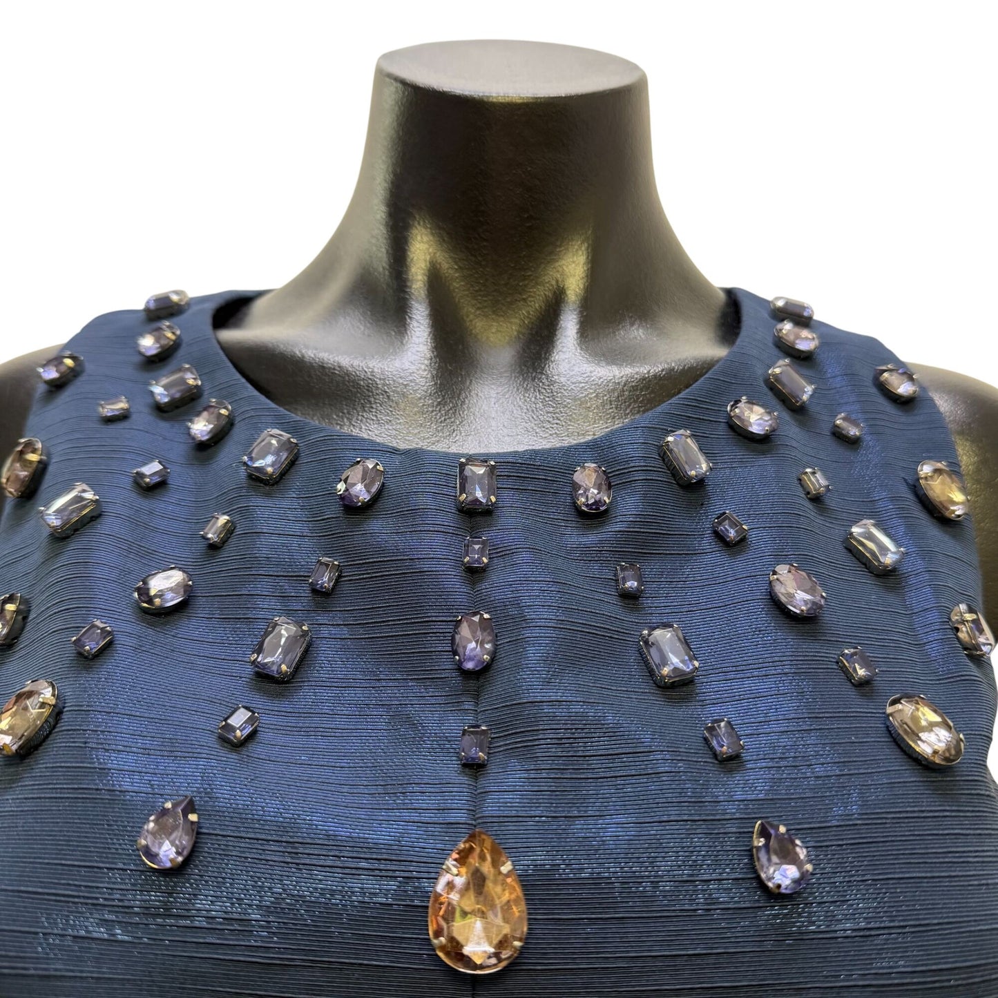 Kay Unger Navy Embellished Sleeveless Dress Size 12