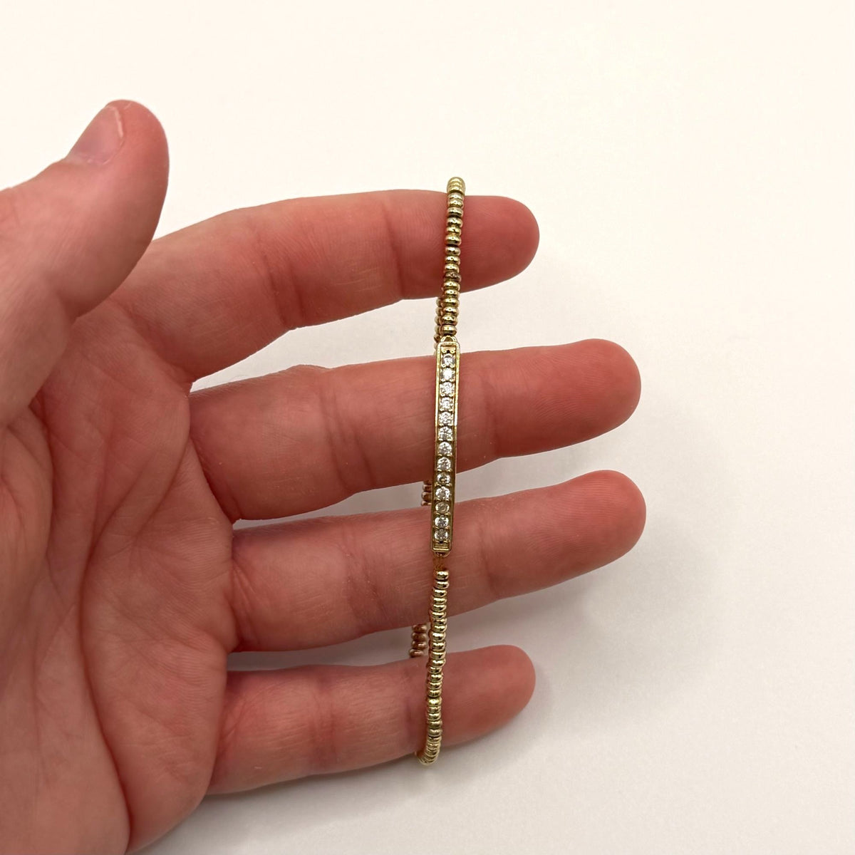 Kendra Scott Addison Gold Stretch Bracelet With Crystal Bar Accent