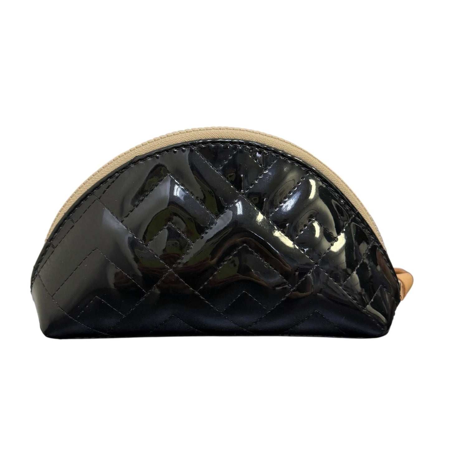 Consuela Black Quilted Patent Leather Cosmetic Bag