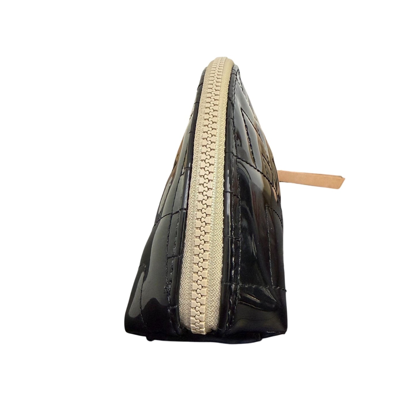 Consuela Black Quilted Patent Leather Cosmetic Bag