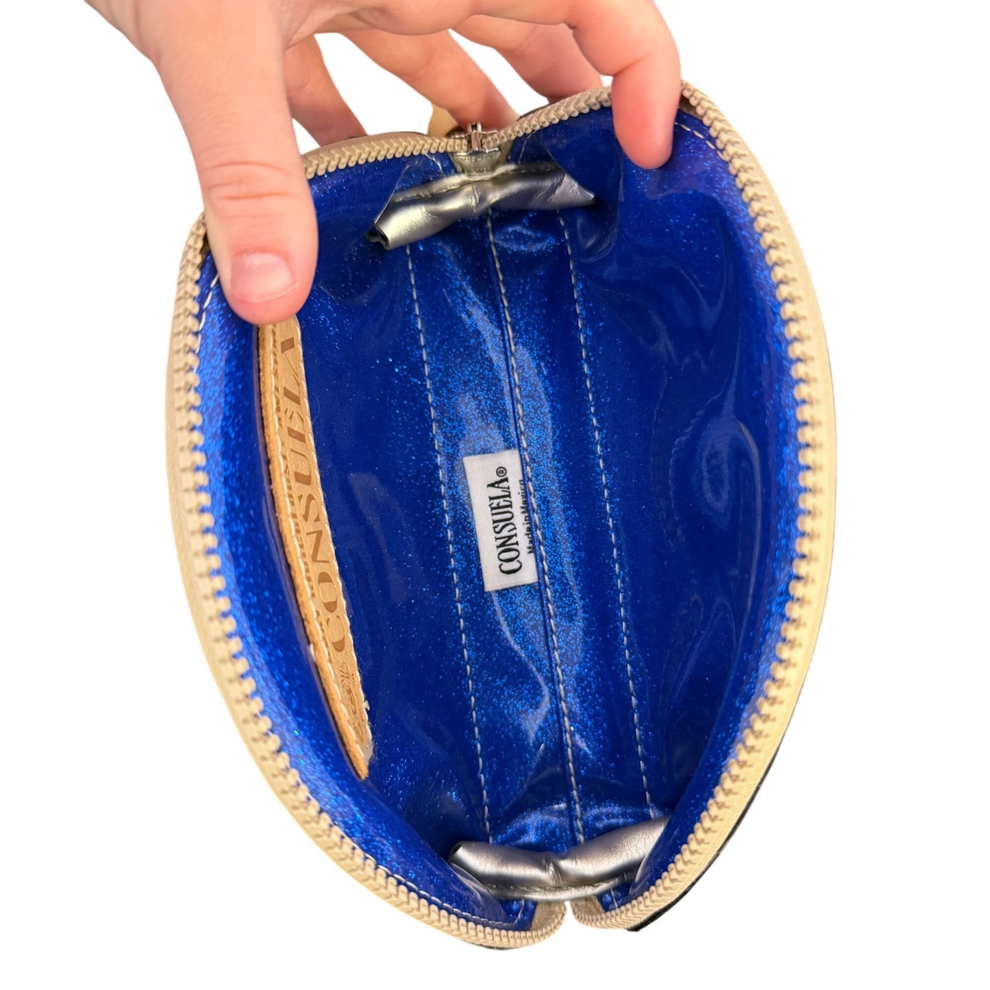 Consuela Black Quilted Patent Leather Cosmetic Bag