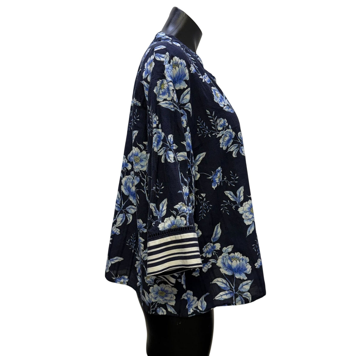 Johnny Was Floral Navy Blouse XL