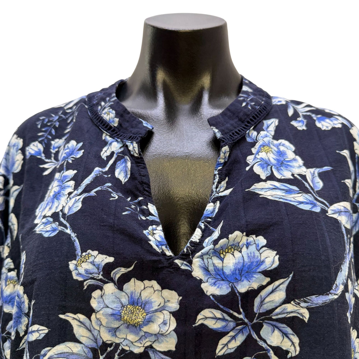 Johnny Was Floral Navy Blouse XL