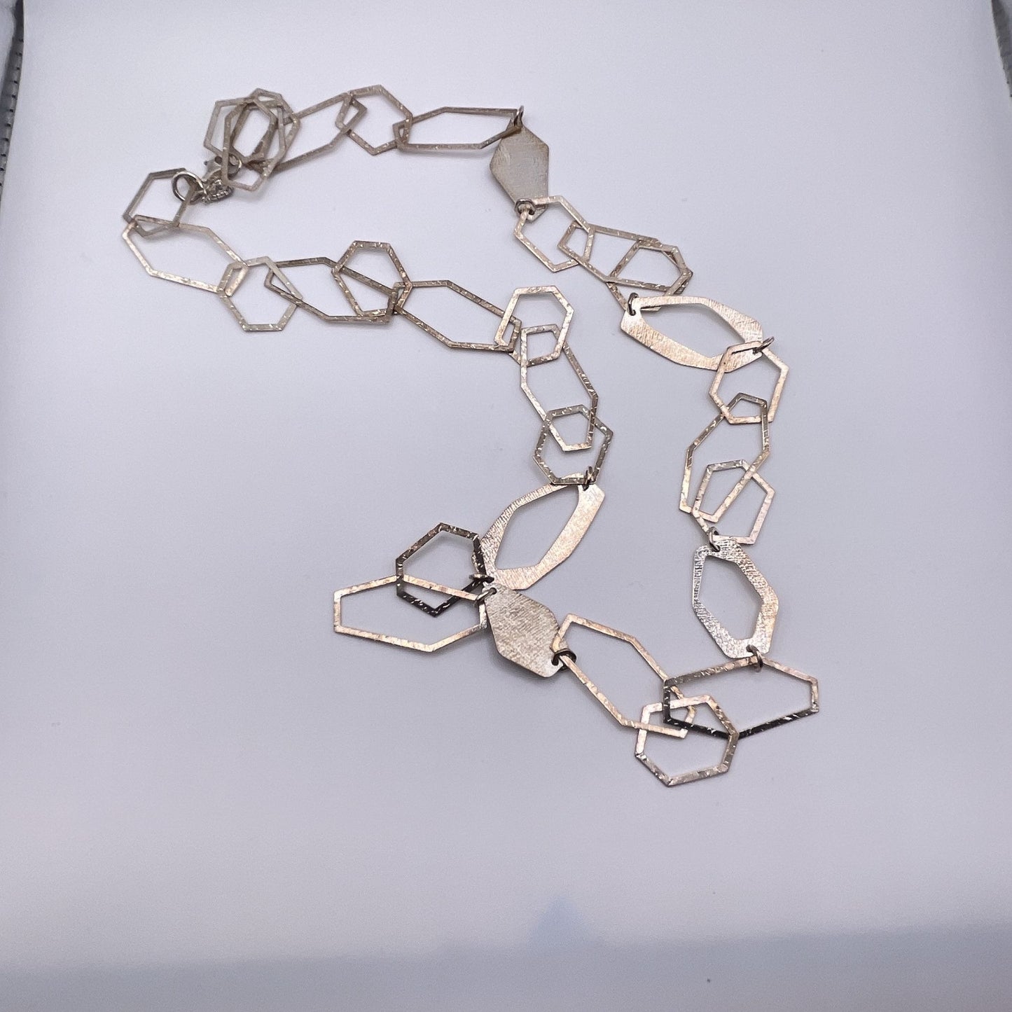Silpada Sterling Silver Geometric Link Necklace 925 Textured Modern 17"