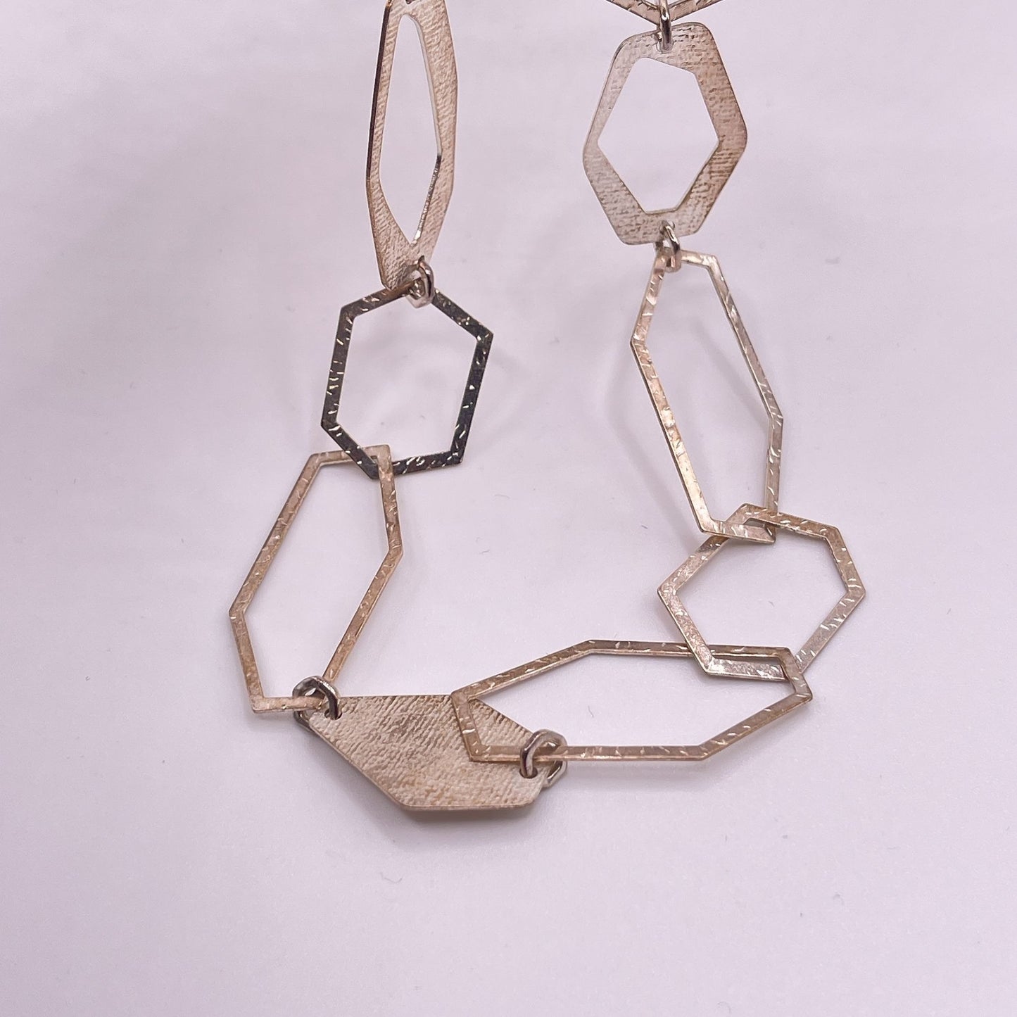 Silpada Sterling Silver Geometric Link Necklace 925 Textured Modern 17"