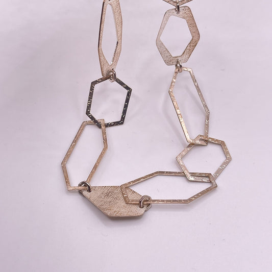 Silpada Sterling Silver Geometric Link Necklace 925 Textured Modern 17"