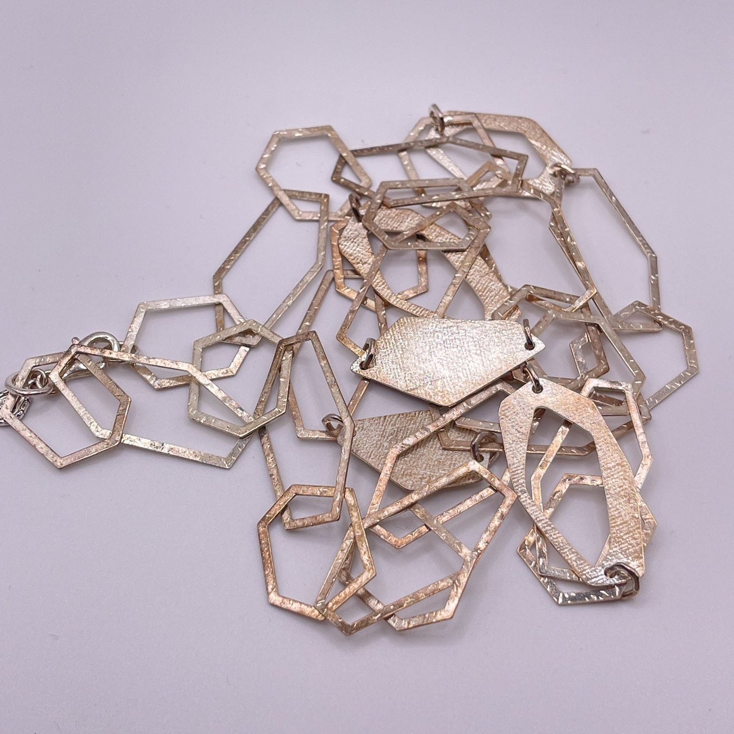 Silpada Sterling Silver Geometric Link Necklace 925 Textured Modern 17"