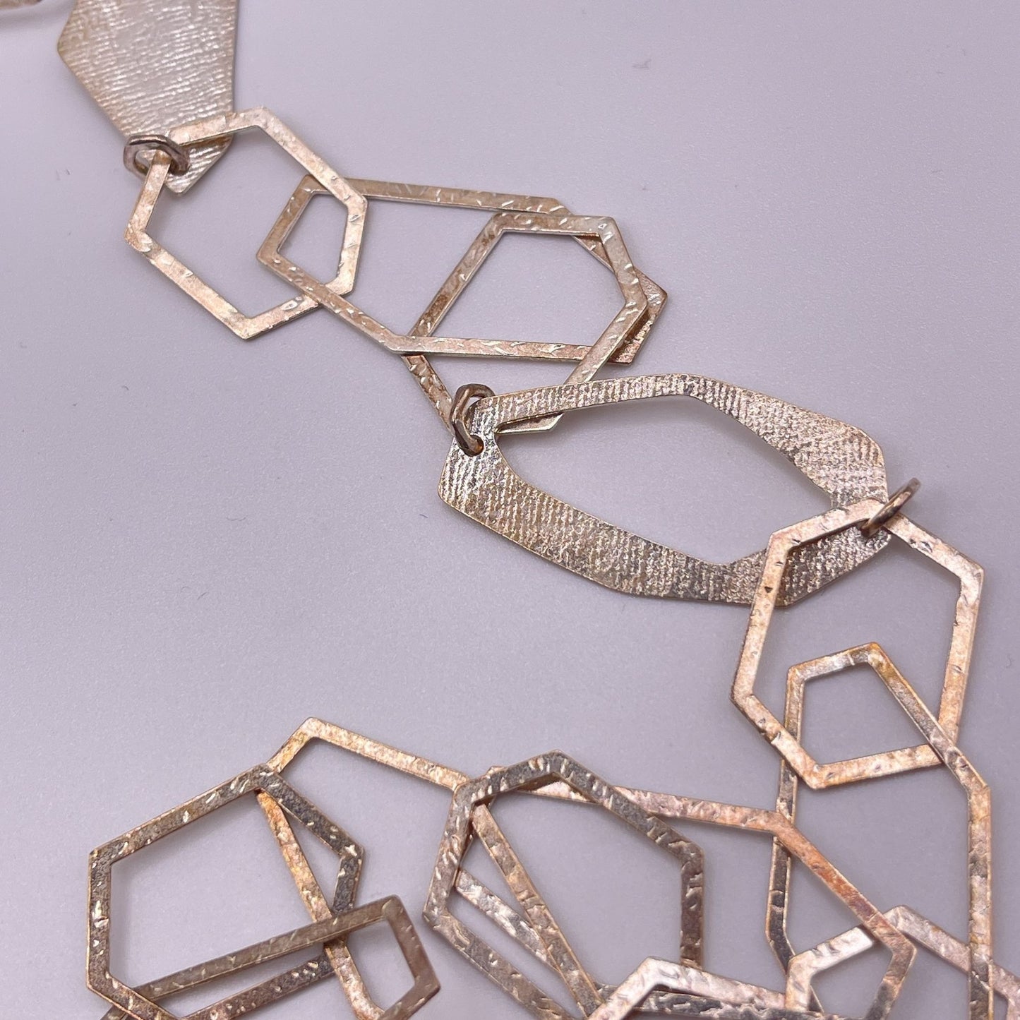 Silpada Sterling Silver Geometric Link Necklace 925 Textured Modern 17"