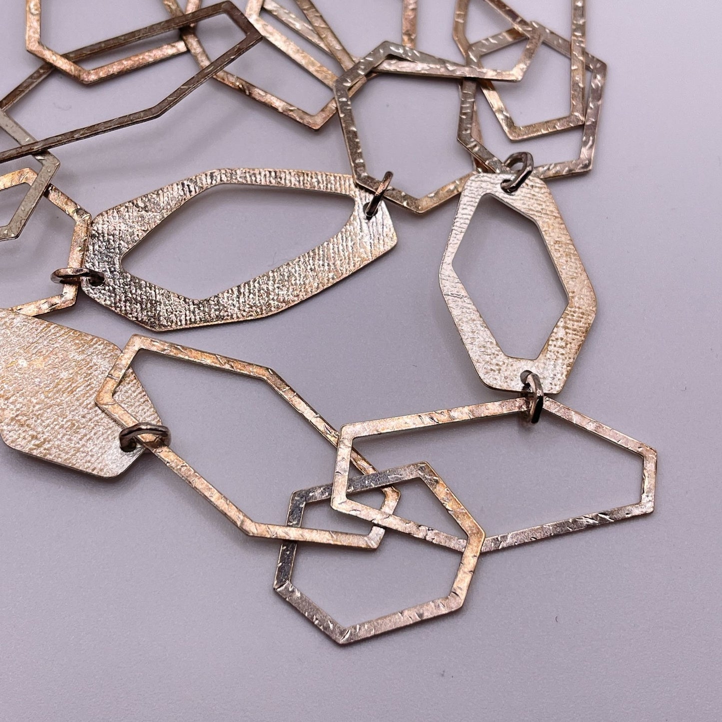 Silpada Sterling Silver Geometric Link Necklace 925 Textured Modern 17"