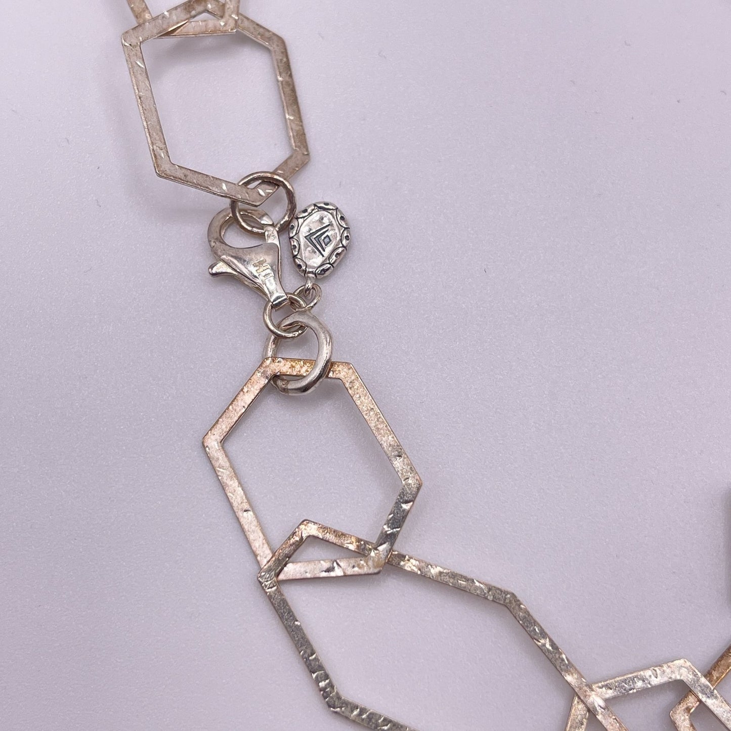 Silpada Sterling Silver Geometric Link Necklace 925 Textured Modern 17"