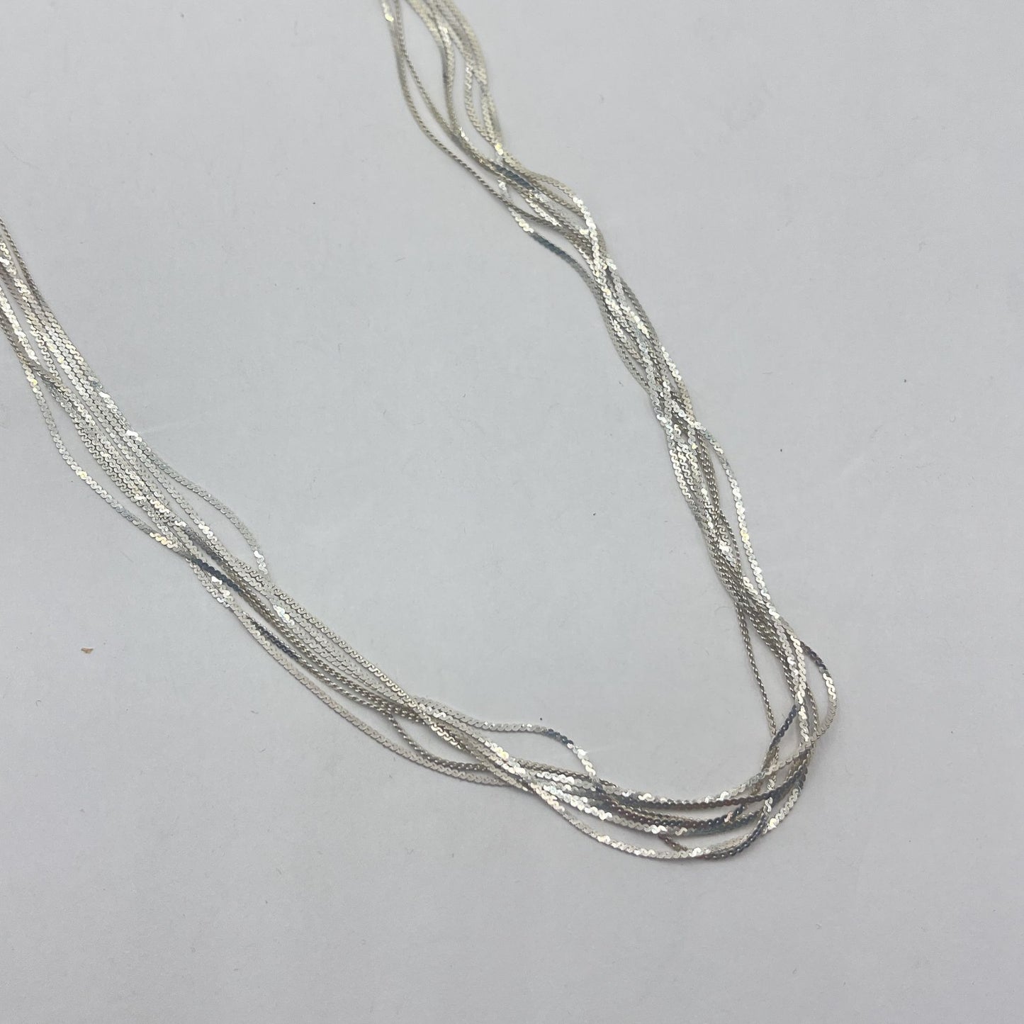 925 Sterling Silver 7 Multi-Strand Necklace Long 28"